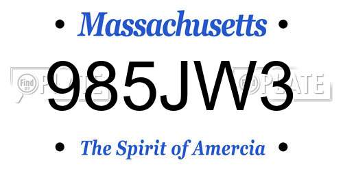 985JW3 Massachusetts License Plate