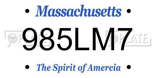 985LM7 Massachusetts License Plate