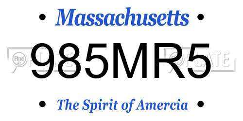 985MR5 Massachusetts License Plate