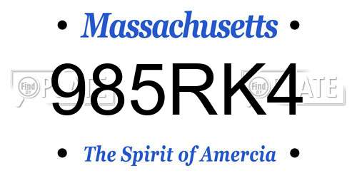 985RK4 Massachusetts License Plate