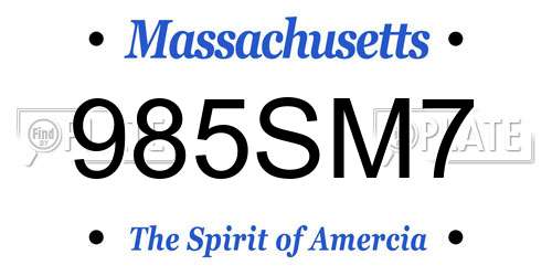 985SM7 Massachusetts License Plate