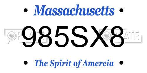 985SX8 Massachusetts License Plate