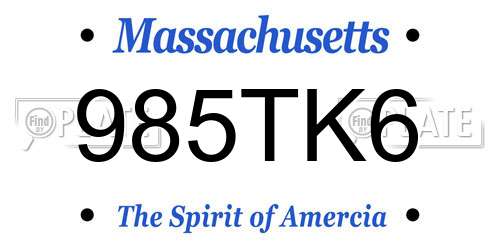 985TK6 Massachusetts License Plate