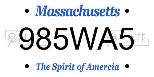 985WA5 Massachusetts License Plate