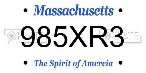 985XR3 Massachusetts License Plate