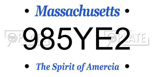 985YE2 Massachusetts License Plate
