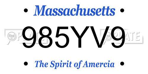 985YV9 Massachusetts License Plate