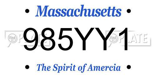 985YY1 Massachusetts License Plate
