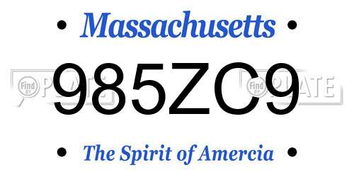985ZC9 Massachusetts License Plate