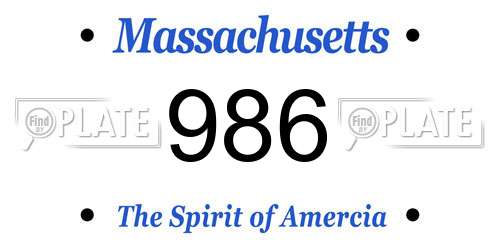 986 Massachusetts License Plate