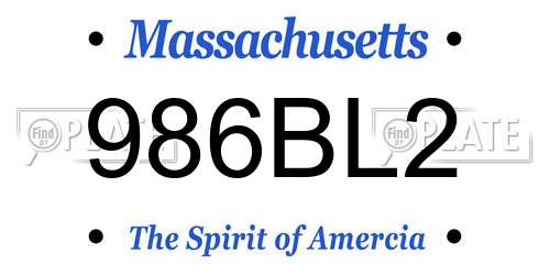 986BL2 Massachusetts License Plate
