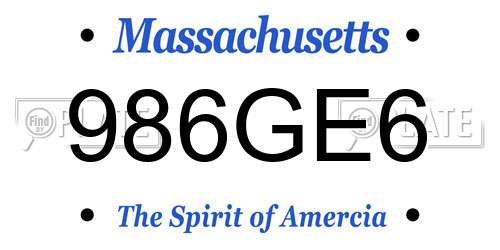 986GE6 Massachusetts License Plate