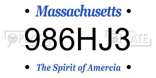 986HJ3 Massachusetts License Plate
