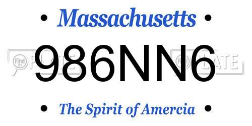 986NN6 Massachusetts License Plate