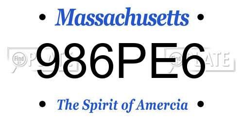 986PE6 Massachusetts License Plate