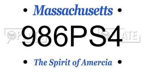 986PS4 Massachusetts License Plate
