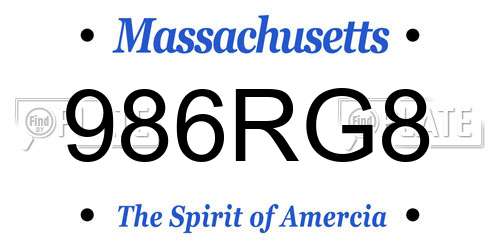 986RG8 Massachusetts License Plate
