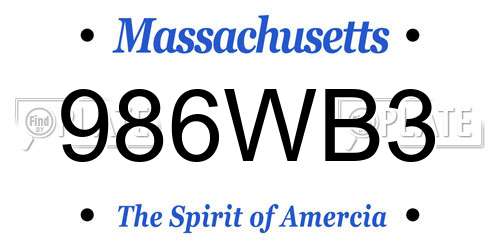 986WB3 Massachusetts License Plate