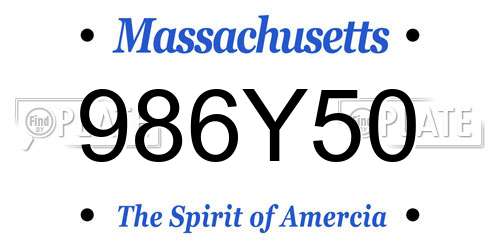 986Y50 Massachusetts License Plate