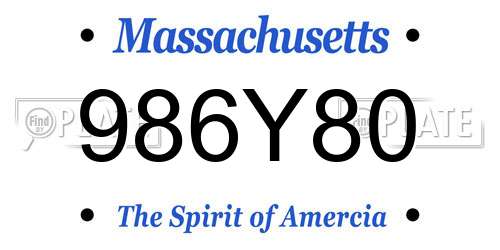 986Y80 Massachusetts License Plate