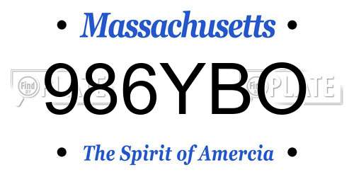 986YBO Massachusetts License Plate