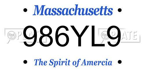 986YL9 Massachusetts License Plate