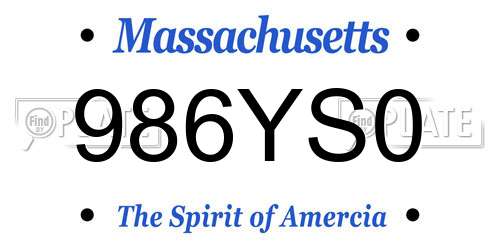 986YS0 Massachusetts License Plate
