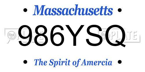 986YSQ Massachusetts License Plate
