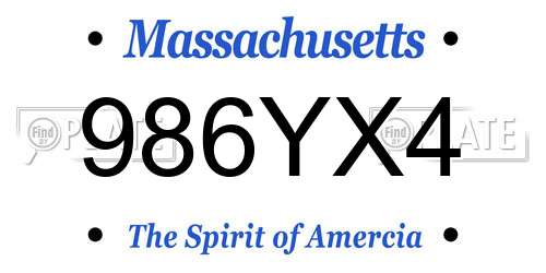 986YX4 Massachusetts License Plate
