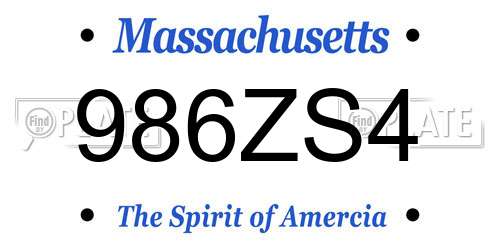 986ZS4 Massachusetts License Plate