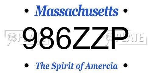 986ZZP Massachusetts License Plate