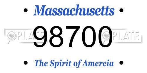 98700 Massachusetts License Plate