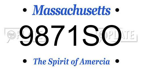 9871SO Massachusetts License Plate