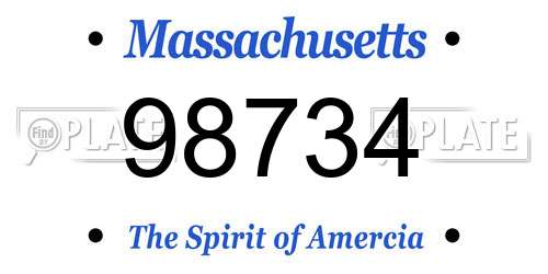 98734 Massachusetts License Plate