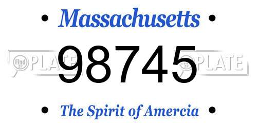 98745 Massachusetts License Plate