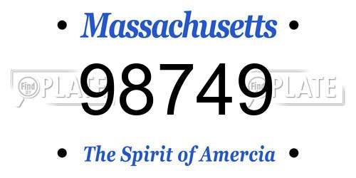 98749 Massachusetts License Plate