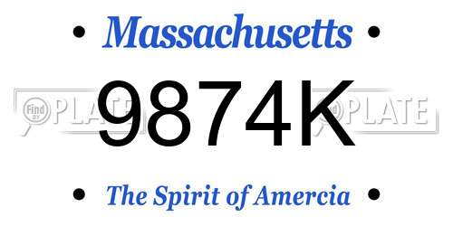 9874K Massachusetts License Plate