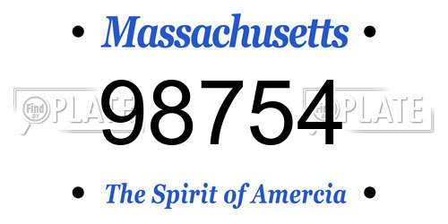98754 Massachusetts License Plate