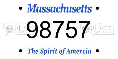 98757 Massachusetts License Plate