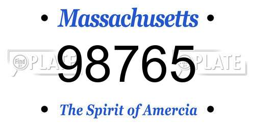 98765 Massachusetts License Plate