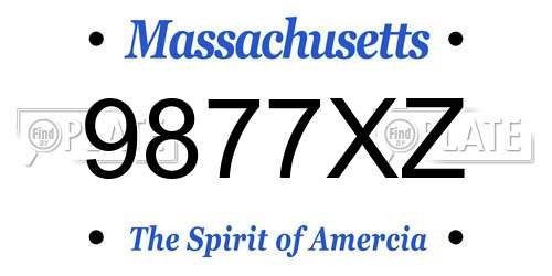9877XZ Massachusetts License Plate