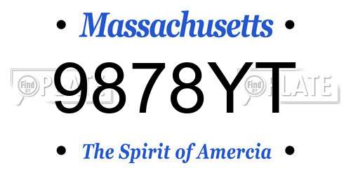 9878YT Massachusetts License Plate