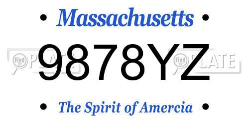 9878YZ Massachusetts License Plate