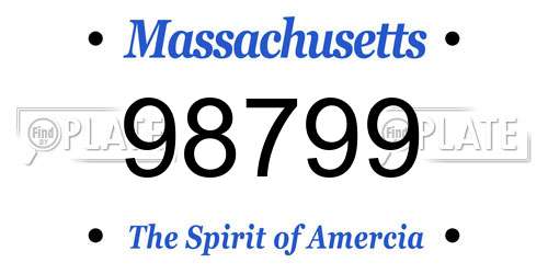 98799 Massachusetts License Plate