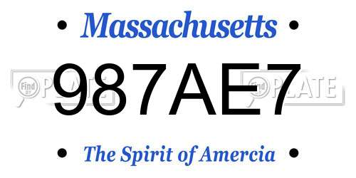 987AE7 Massachusetts License Plate