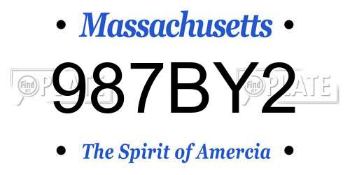 987BY2 Massachusetts License Plate