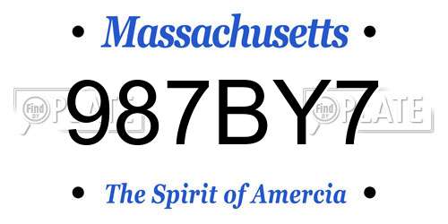 987BY7 Massachusetts License Plate