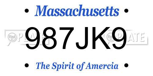 987JK9 Massachusetts License Plate