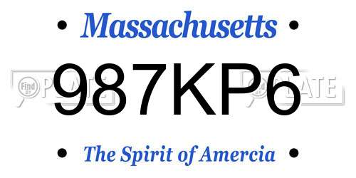 987KP6 Massachusetts License Plate