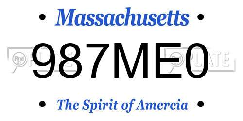 987ME0 Massachusetts License Plate